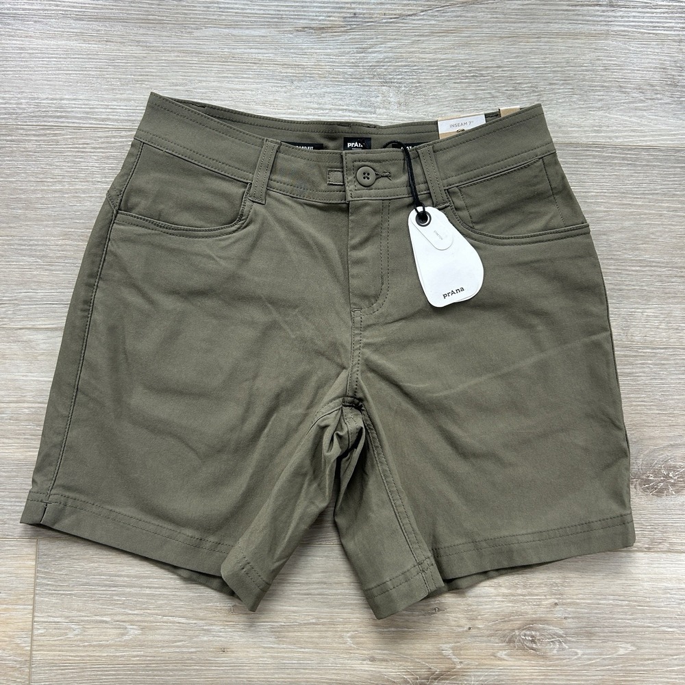 NWT Prana Halle Short II Womens 0 Slate Green 7" Inseam Standard Fit High Rise